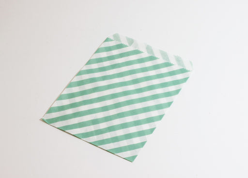 Achat sachet cadeau en papier vert à rayures - 13x18cm