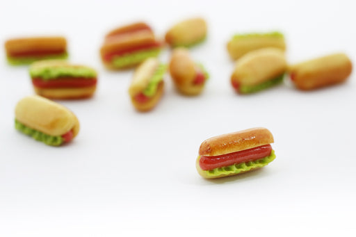 Achat hot dog salade miniature fimo - décoration gourmande pate fimo