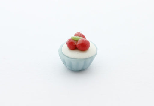 Achat cupcake miniature fimo 1cm bleu - création gourmande pate polymère