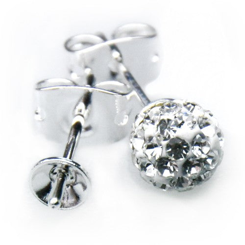 Achat Clou d&#39;oreilles pour perles à monter 6mm métal argenté (2)