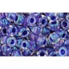 Achat au détail cc181 perles de rocaille Toho 6/0 rainbow crystal/tanzanite lined (10g)
