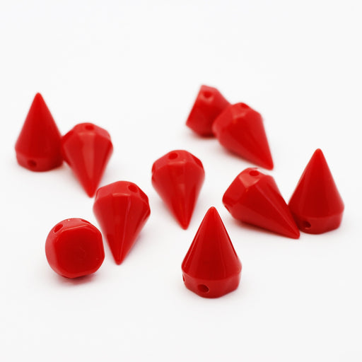 Achat perles rivets x10 rouge spike en résine - 10x15mm