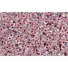 Achat cc771 - perles de rocaille Toho 15/0 rainbow crystal/strawberry lined (5g)