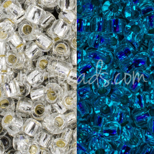 Achat ccPF2701S - perles de rocaille Toho 11/0 Glow in the dark silver-lined crystal/glow blue permanent finish (10g)