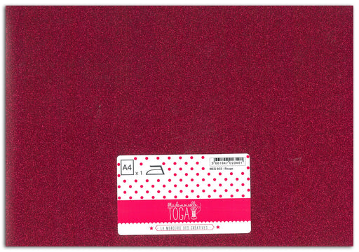 Achat feuille glitter thermocollant A4 rouge - Mademoiselle TOGA