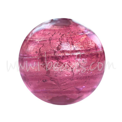 Achat Perle de Murano ronde rubis et or 12mm (1)