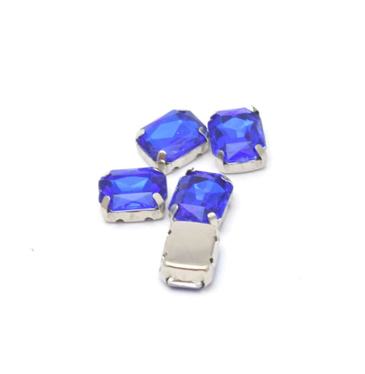 Achat 5 perles strass rectangles bleu roi 10x8x4.5 mm trou 1 mm à coudre ou coller - Strass en acrylique