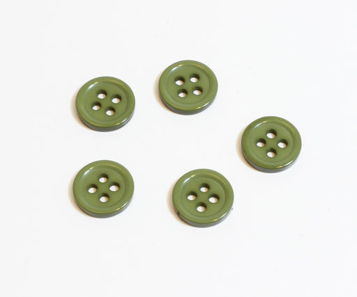 Achat x5 boutons rond vert kaki uni en résine - 11mm - à coudre - 4 trous