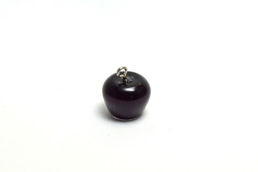 Achat pendentif pomme de couleur noir 15x14 mm, Trou: 2 mm