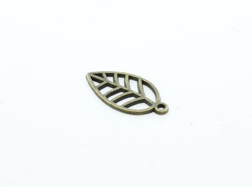 Achat breloque pendentif feuille bronze - 23mm - création de bijoux