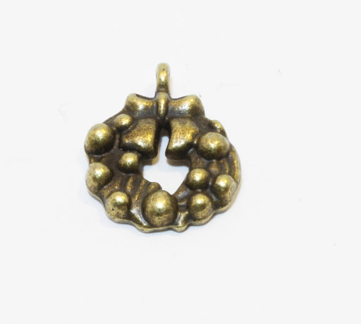Achat breloque pendentif couronne de noël bronze - 21x16mm - création de bijoux