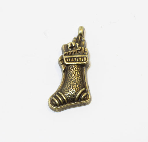 Achat breloque pendentif botte de noël bronze - 24x11mm - création de bijoux