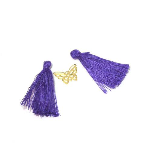 Achat 2 pompons violet 2,5 -3 cm - pour bijoux, couture ou déco