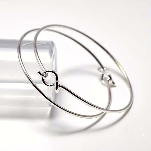 Achat 2 Bracelets Jonc crochet en laiton argentéé 60 mm diametre 2 mm épaisseur ajustable à personnaliser