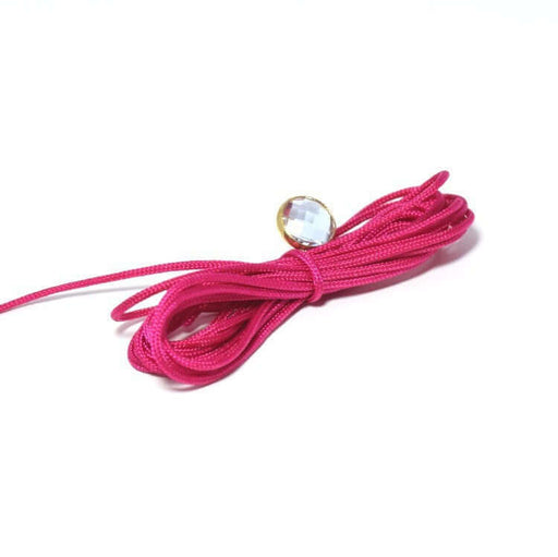 Achat 4 mètres de Cordon rose rouge cerise- en polyester 1 mm pour bijoux cordon ou macramé