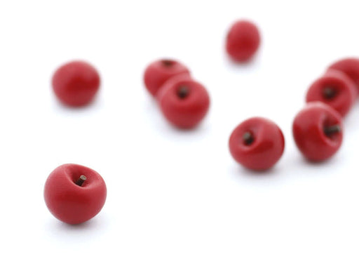 Achat 2 petites pommes rouges miniatures fimo - décoration gourmande en résine