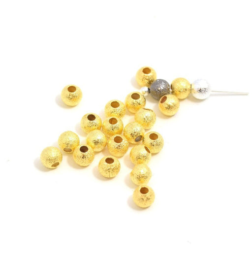 Achat perles rondes métallisées stardust pailleté x20 pcs - dorées 4 mm trou : 1 mm - lot de perles en laiton