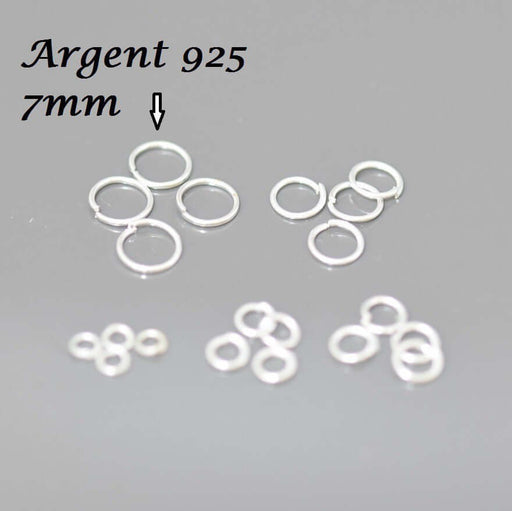 Achat 5 anneaux argenté 925 ouverts - 7 mm - apprêts bijoux pour la jonction de chaine breloques ou fermoirs