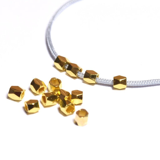Achat X20 perles octogonales métallisées laiton- dorét 3x2,5mm - pour bracelet collier sautoir BO