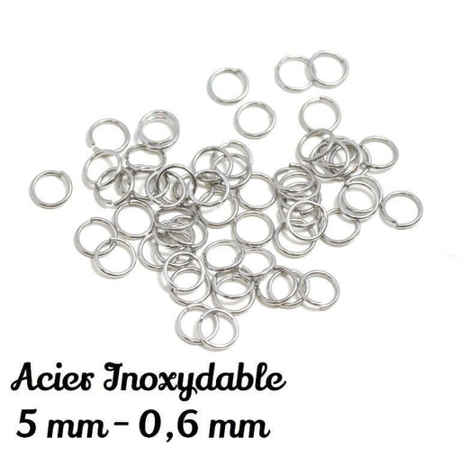 Achat anneaux fins simples 5 mm x 0.6 mm platine ouverts - acier inoxydable-lot de 55