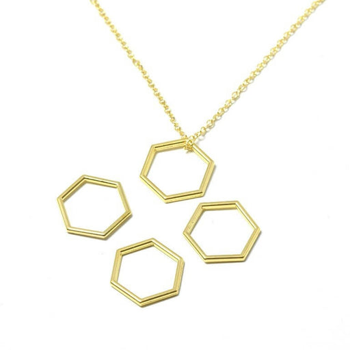 Achat 4 anneaux connecteurs polygone hexagone 17mm x 15mm mm alliage doré- connecteurs bijoux
