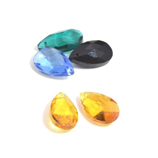 Achat Perles en verre gouttes X2 facettes verre jaune ambre clair 22 X 13 mm pour BO pendentif accessoires bijoux