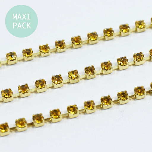 Achat chaine strassée dorée x3m Maxi Pack - chaine à strass 2mm