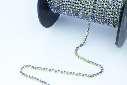 Achat chaine strass x30cm bleu saphir léger 2 mm - création de bijoux