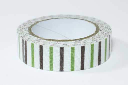 Achat fabric tape ruban en tissu adhésif blanc à rayures vertes et marrons