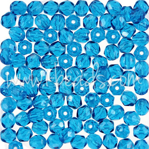 Achat Perles facettes de bohàÂ¨me capri blue 4mm (100)