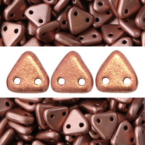 Creez Perles 2 trous CzechMates triangle Matte Metallic Copper 6mm (10g)