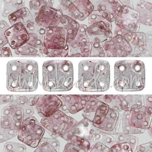 Acheter Perles 4 trous CzechMates QuadraTile 6mm Luster Transparent Topaz Pink (10g)