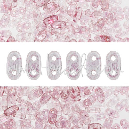 Acheter Perles 2 trous CzechMates Bar 2x6mm Luster Transparent Topaz Pink (10g)