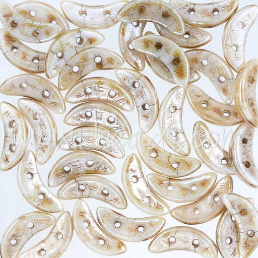 Achat Perles 2 trous CzechMates Crescent 3x10mm opaque luster picasso (5g)