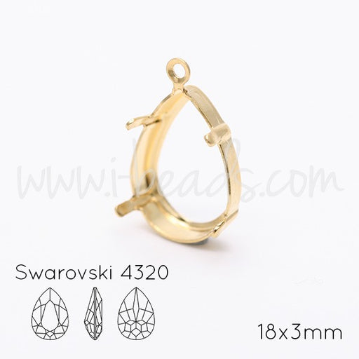 Achat Serti pendentif pour cristal 4320 18x13mm doré (1)
