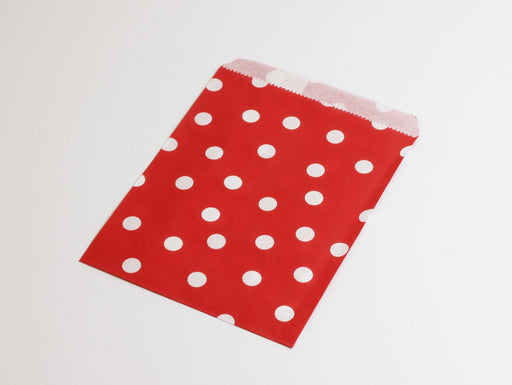 Vente sachet cadeau en papier rouge à pois 13x18cm