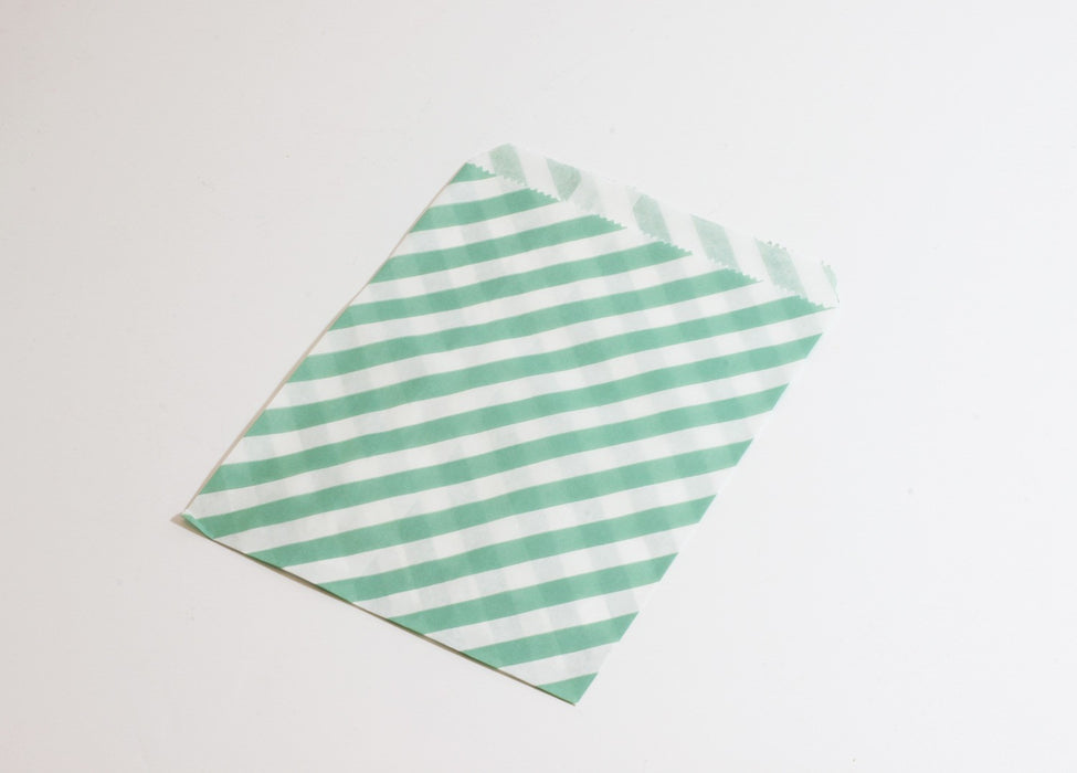 Vente en gros sachet cadeau en papier vert à rayures 13x18cm