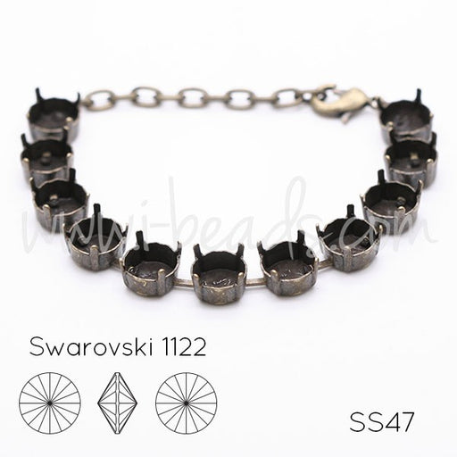 Bracelet sertir pour 12 Cristal 1122 rivoli SS47 brass (1) - LaMercerieDesCopines