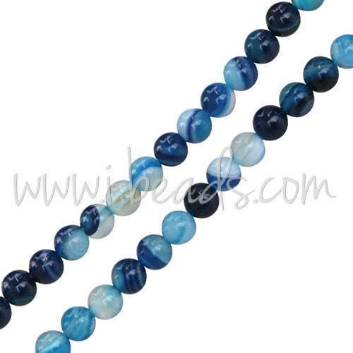 Vente Perles rondes agate bleu 4mm sur fil (1)