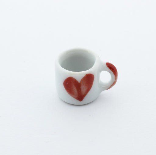 Achat mug coeur rouge miniature en pate polymère - décoration gourmande pate fimo