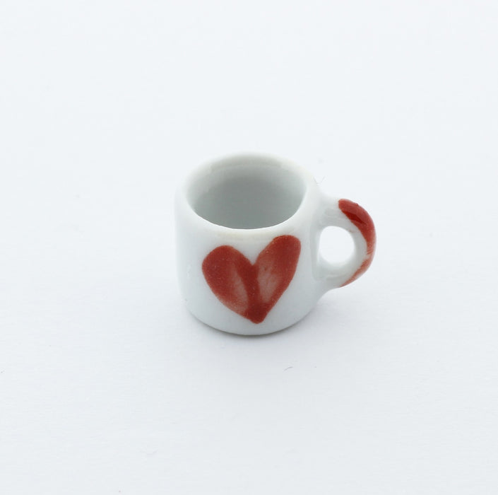 Creez avec mug coeur rouge miniature en pate polymère décoration gourmande pate fimo