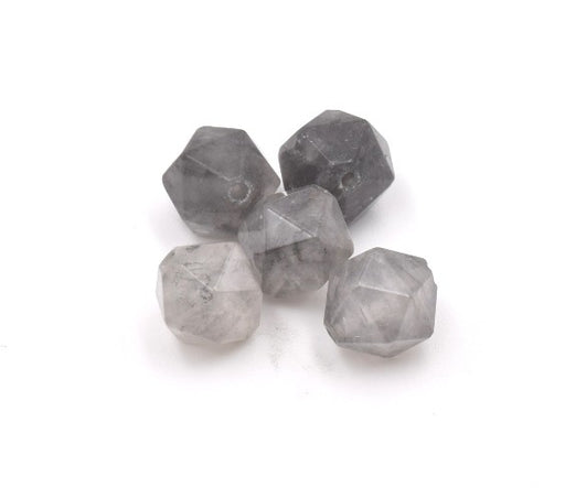 Achat Perles de quartz naturel grise, polygone, facette, 10x9 mm, trou: 1 mm (X3 unités)