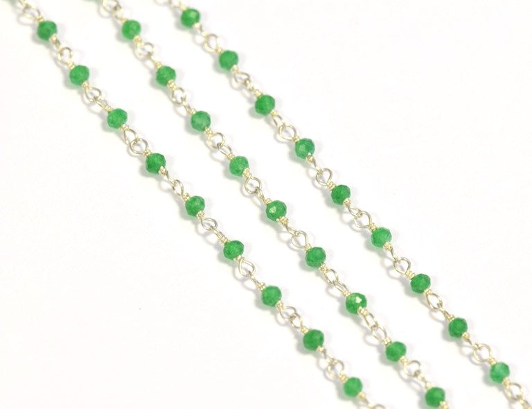 Acheter Chaine Rosaire argent 925 et perles onyx vert 2mm par 10 cm