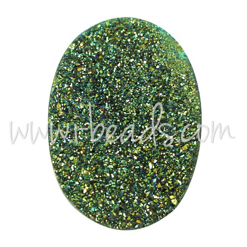 Vente cabochon ovale quartz druzy titanium green 16x12mm (1)