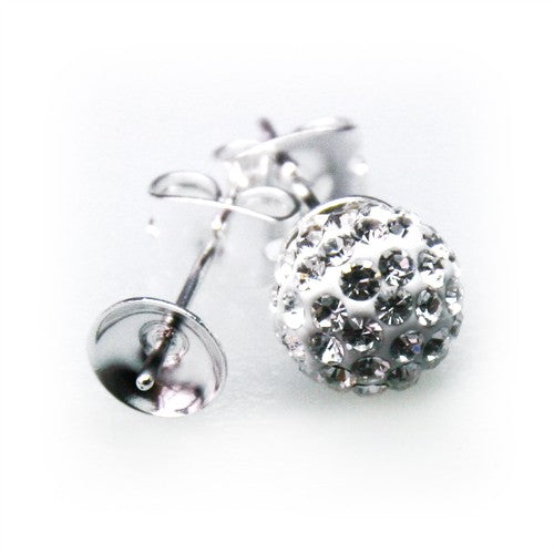 Achat Clou d&#39;oreilles pour perles à monter 8mm métal argenté (2)