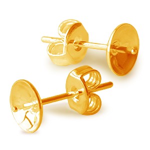 Achat Clou d&#39;oreilles pour perles à monter 8mm métal doré (2)