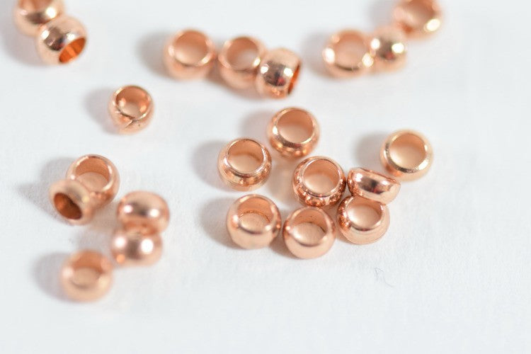 Acheter en gros lot de 10 perles à écraser dorées or rose 3X2mm