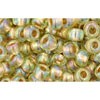 Vente au détail cc998 perles de rocaille Toho 6/0 gold lined rainbow light jonquil (10g)