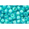 Vente en gros cc954 perles de rocaille Toho 6/0 inside colour aqua/light jonquil lined (10g)