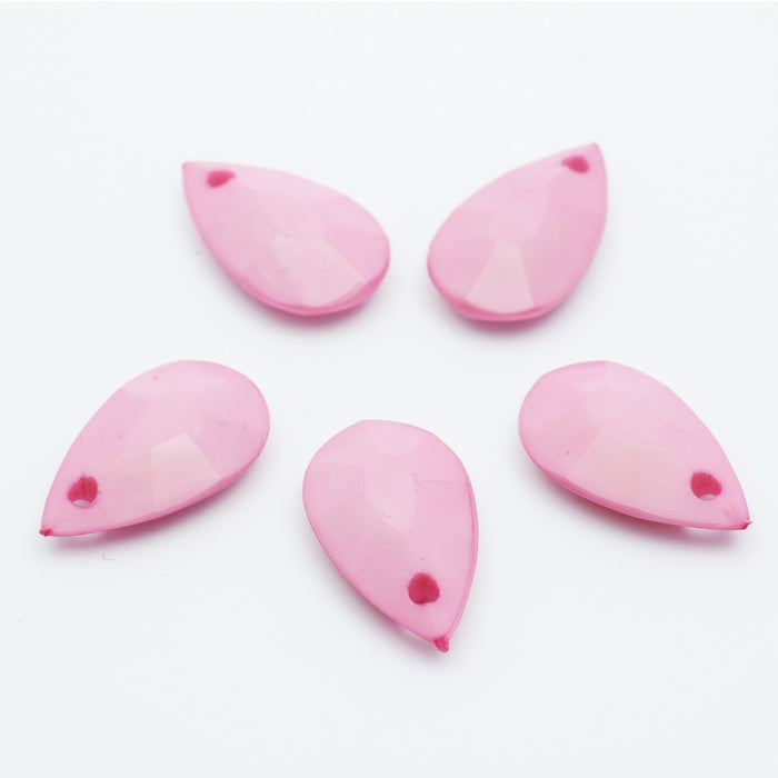 Creez perles à facettes x5 rose poudré en forme de larme / goutte 20x12mm